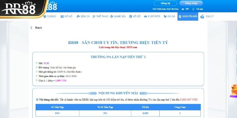 Ưu đãi nạp tiền lần hai siêu hấp dẫn